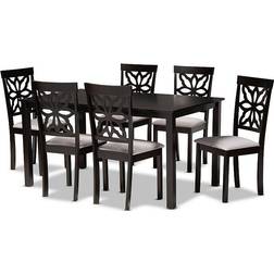 Baxton Studio Dallas Modern Grey / Dark Brown Dining Set 35.4x59.1" 7