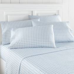 Seersucker Gingham Bed Sheet Blue