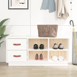 vidaXL Skobænk 100 x 34 x 45 cm Massivt Fyrretræ Hvid Siddebænk