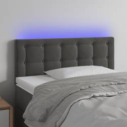 vidaXL med LED-lys 90x5x78/88 cm Fløjl Mørkegrå Sengegavl