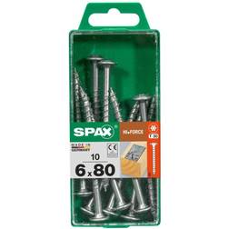 Spax Lot De 10 Vis Acier Tête Fraisée Bombée Torx Diam.6 mm x L.80 mm