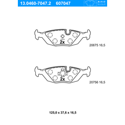 ATE Jeu de Plaquettes de Frein 13.0460-7047.2 Préparé Pour Indicateur D'usure Exclu BMW 6 Coupe 7, 5 Berline