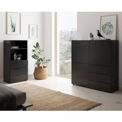 FMD Credenza Con 3 Ante E 3 Cassetti Nero Comò