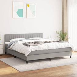 vidaXL Boxspringbett mit Matratze 160x200 cm Hellgrau Rahmenbett