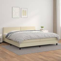 vidaXL Giroletto A Molle Materasso Crema 200x200 cm In Similpelle Arredamento Casa & Cucina Letto con Struttura