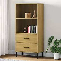 vidaXL Libreria 2 Cassetti Marrone 60x35x128.5 cm Legno Massello OSLO Scaffale per libri