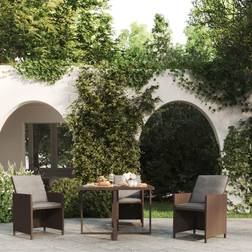 vidaXL Garden Table Brown 109x107x74 cm Poly Rattan and Glass