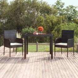 vidaXL Tavolo Da Giardino Piano In Vetro Nero 90x90x75 cm Polyrattan