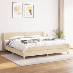 vidaXL Box Spring Colchón Tela Color Crema 200x200 cm Cama con Estructura