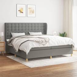 vidaXL Boxspring Met Matras Stof Donkergrijs 200x200 cm