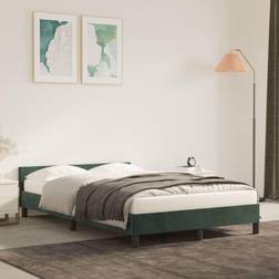 vidaXL Cadre À Lit Double Adulte Meuble de Chambre Vert Foncé 120x200 cm Velours