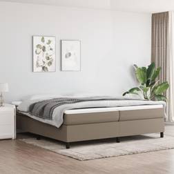 vidaXL Kontinentalseng 200x200 cm Stof Gråbrun Rammeseng