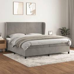 vidaXL Box Spring Colchón Terciopelo Gris Claro 200x200 cm Cama con Estructura