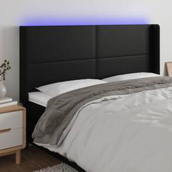vidaXL med LED-lys 203 x 16 x 118 cm Kunstlæder Sort Sengegavl