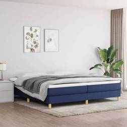 vidaXL Giroletto A Molle Con Materasso Blu 200x200 cm In Tessuto