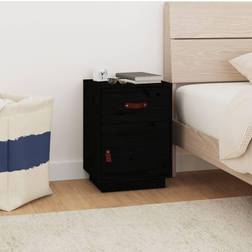 vidaXL Nero 40x34x55 cm Legno Massello di Pino Comodino