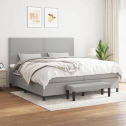 vidaXL Box Spring Colchón Tela Gris Claro 200x200 cm Cama con Estructura