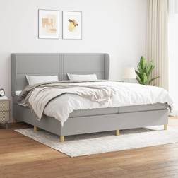 vidaXL Boxspringbett mit Matratze 200x200 cm Hellgrau Rahmenbett