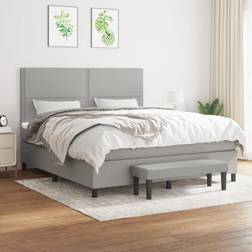 vidaXL Boxspringbett mit Matratze 160x200 cm Hellgrau Rahmenbett