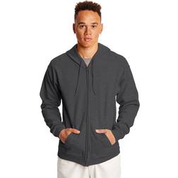 Hanes Men's Full-Zip Eco-Smart Hoodie, Charcoal Heather