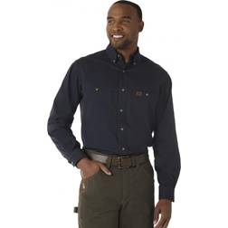 Wrangler Riggs Workwear Herren Logger Twill Langarm Workshirt, Marineblau