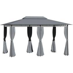 OutSunny Double Roof Gazebo - Grey 3x4 m