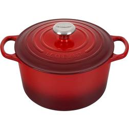 Le Creuset Cerise Signature Deep Cast Iron with lid 1.32 gal 9.4 "