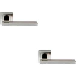 Loops 2x pair Square Cut Handle on Square Rose Concealed Fix Satin Steel