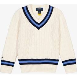 Polo Ralph Lauren Cricket Striktrøje Cream Hvid/Navy Stripes år