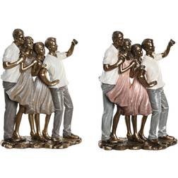 Dkd Home Decor Pink Gylden Hvid Harpiks Familie Dekorationsfigur