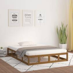 vidaXL Massivt Trä 150x200 cm Honungsbrun Sängram