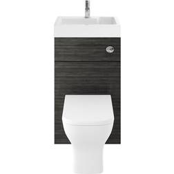 Nuie Athena Basin and wc Toilet Combination Unit 500mm Wide Charcoal Black Woodgrain