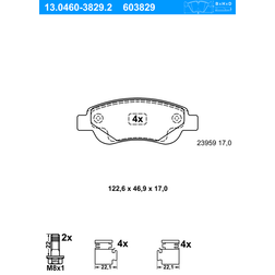 ATE 13.0460-3829.2 Juego De Pastillas De Freno 107 Hatchback 108 Hatchback