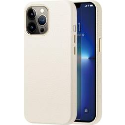 Dux ducis Roma Series Echtleder Hülle iPhone 13 Pro Max Smartphone Hülle, Weiss