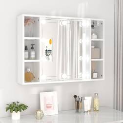 vidaXL Armoire De Miroir Avec LED Blanc Brillant 76 x 15 x 55 cm