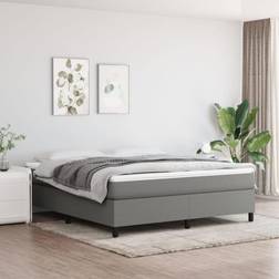 vidaXL Estructura De Cama Box Spring Tela Gris Oscuro 160x200 cm