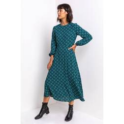 Roman Tile Print Fit & Flare Midi Dress
