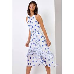 Roman Multi Spot Print Frill Hem Midi Dress