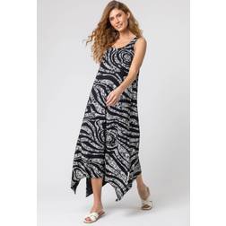 Roman Marble Print Hanky Hem Maxi Dress