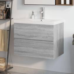 vidaXL Sink Cabinet with Built-in Basin Grey Sonoma Engineered Wood 60 x 38.5 x 45 cm