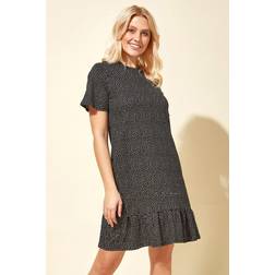 Roman Spot Print Frill Hem Dress
