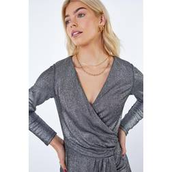Dusk Metallic Ruched Wrap Dress