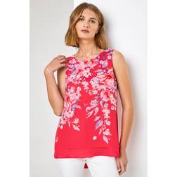 Roman Floral Print Chiffon Overlay Top