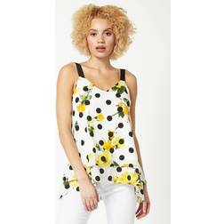 Roman Floral Spot Print Overlay Vest Top