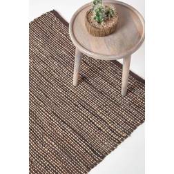 Homescapes Madras Leather Hemp Rug Brown cm