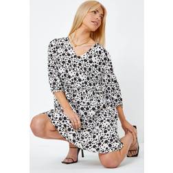 Spot Print Frill Detail Smock Dress