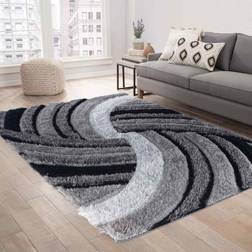 Modern Soft Swirl Shimmer Shaggy Grey, Black