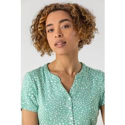Roman Ditsy Spot Print Button Top