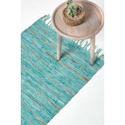 Homescapes Leather Glitter Rug Gold, Blue, Turquoise