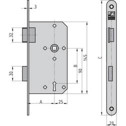 Basi 9220-5518 Serrure De Porte De Chambre À Insérer Argent